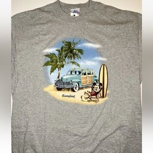 VTG Mickey Mouse Surf Station Wagon Disneyland Shirt ASH Gray NWT Size XXL